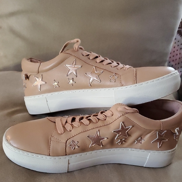 Women's Tan Sneakers with Star Accents 10 - Picture 7 of 8